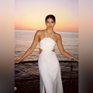 Farm Rio FLOWER TOP MIDI DRESS OFF-WHITE size large NWT